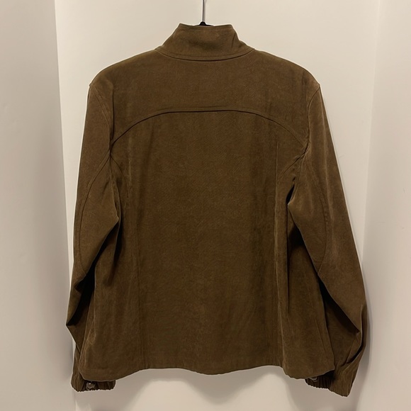 ORVIS Faux Suede Full Zip Up Jacket Women’s Size 14 Brown Cinch Hem Outdoor - Picture 7 of 9